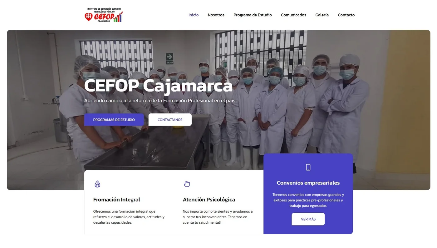 Sitio web IESTP CEFOP Cajamarca