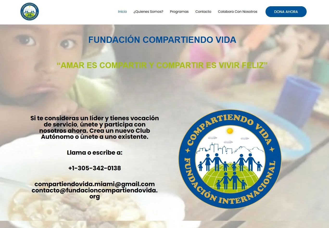 Sitio web Fundación Compartiendo Vida